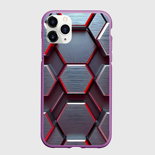 Чехол iPhone 11 Pro матовый Бордовый бронежилет / 3D-Фиолетовый – фото 1