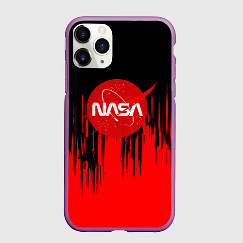 Чехол iPhone 11 Pro матовый Nasa краски текстура / 3D-Фиолетовый – фото 1