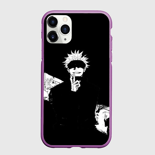 Чехол iPhone 11 Pro матовый Сатору годжо битва / 3D-Фиолетовый – фото 1