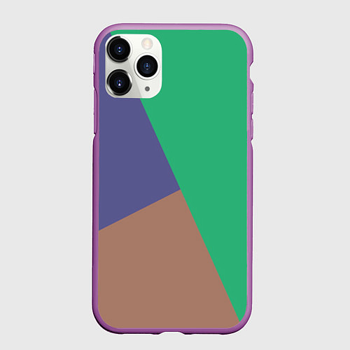 Чехол iPhone 11 Pro матовый Триада зелёный фиолетовый и коричневый геометричны / 3D-Фиолетовый – фото 1