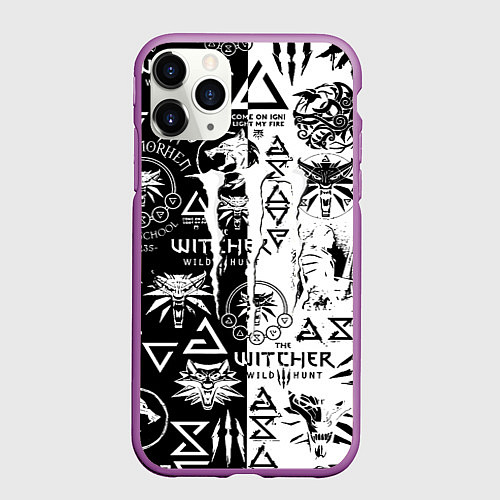 Чехол iPhone 11 Pro матовый Monster energy логотипы игр / 3D-Фиолетовый – фото 1
