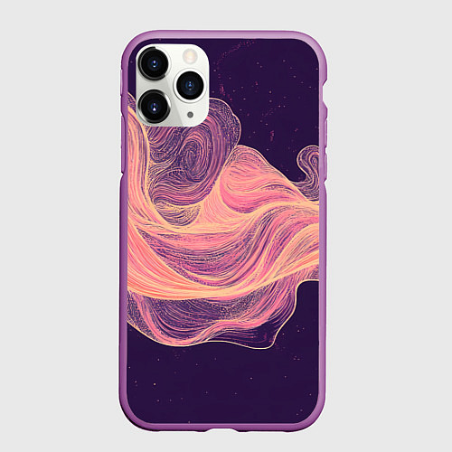 Чехол iPhone 11 Pro матовый Бежевые волны текстура / 3D-Фиолетовый – фото 1