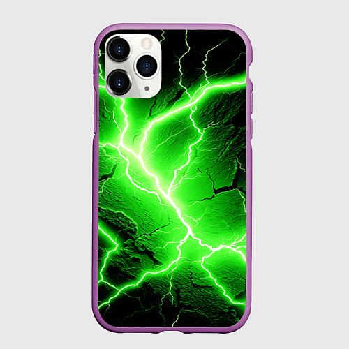 Чехол iPhone 11 Pro матовый Color green black / 3D-Фиолетовый – фото 1