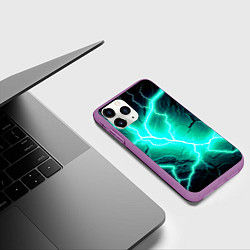 Чехол iPhone 11 Pro матовый Color light blue black, цвет: 3D-фиолетовый — фото 2