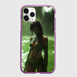 Чехол iPhone 11 Pro матовый Джейд мортал комбат, цвет: 3D-фиолетовый
