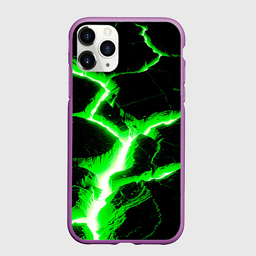 Чехол iPhone 11 Pro матовый Разлом / 3D-Фиолетовый – фото 1