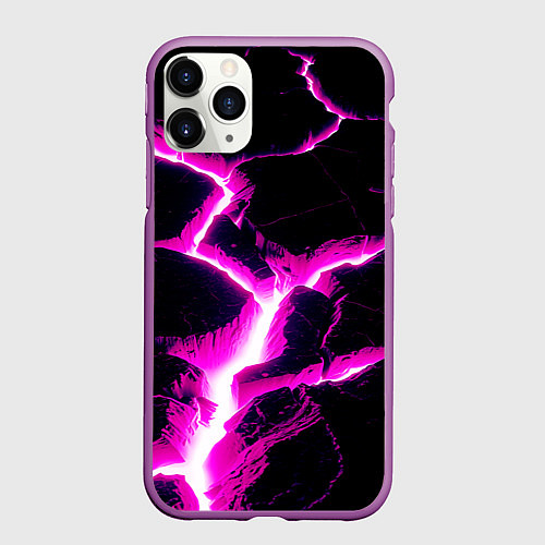 Чехол iPhone 11 Pro матовый Color pink black / 3D-Фиолетовый – фото 1