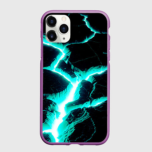 Чехол iPhone 11 Pro матовый Color light blue black / 3D-Фиолетовый – фото 1