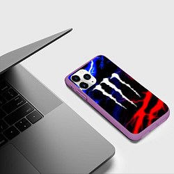 Чехол iPhone 11 Pro матовый Monster energy молнии неон, цвет: 3D-фиолетовый — фото 2