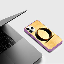 Чехол iPhone 11 Pro матовый Колесо для йоги на бежевом, цвет: 3D-фиолетовый — фото 2