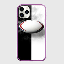 Чехол iPhone 11 Pro матовый Мяч для регби в черно-белом