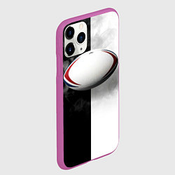Чехол iPhone 11 Pro матовый Мяч для регби в черно-белом, цвет: 3D-фиолетовый — фото 2