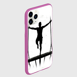 Чехол iPhone 11 Pro матовый Прыжки на батуте черно-белое, цвет: 3D-фиолетовый — фото 2