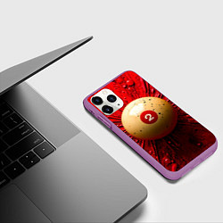 Чехол iPhone 11 Pro матовый Бильярдный шар на красном, цвет: 3D-фиолетовый — фото 2