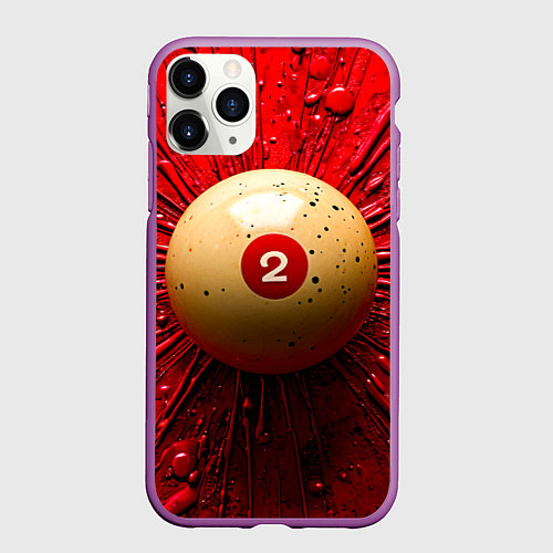 Чехол iPhone 11 Pro матовый Бильярдный шар на красном / 3D-Фиолетовый – фото 1