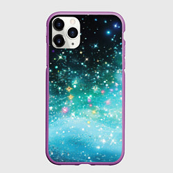 Чехол iPhone 11 Pro матовый Бирюзовые блестки фон