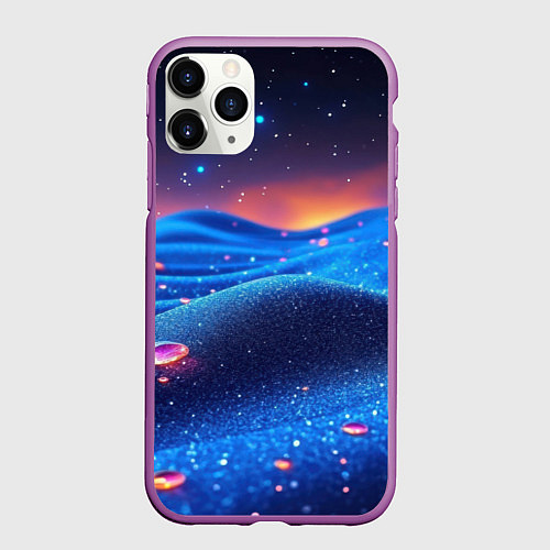 Чехол iPhone 11 Pro матовый Синяя дюна - текстура / 3D-Фиолетовый – фото 1
