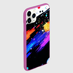 Чехол iPhone 11 Pro матовый Разноцветные блестящие кляксы - текстура, цвет: 3D-фиолетовый — фото 2