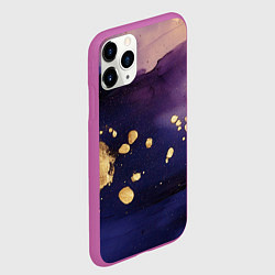 Чехол iPhone 11 Pro матовый Золотая краска на текстуре, цвет: 3D-фиолетовый — фото 2