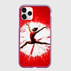Чехол iPhone 11 Pro матовый Воздушная гимнастка на красном, цвет: 3D-фиолетовый