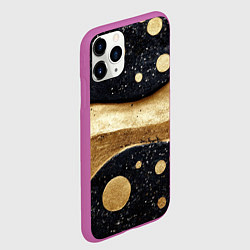 Чехол iPhone 11 Pro матовый Золотая объемная абстракция - текстура, цвет: 3D-фиолетовый — фото 2