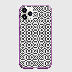 Чехол iPhone 11 Pro матовый Черно белый геометрический узор, цвет: 3D-фиолетовый