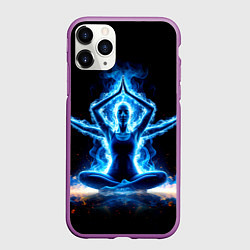 Чехол iPhone 11 Pro матовый Четырехрукий йог, цвет: 3D-фиолетовый