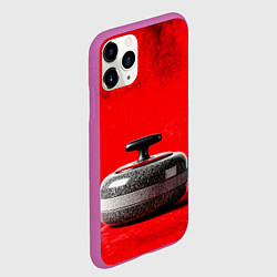 Чехол iPhone 11 Pro матовый Камень для кёрлинга на красном, цвет: 3D-фиолетовый — фото 2