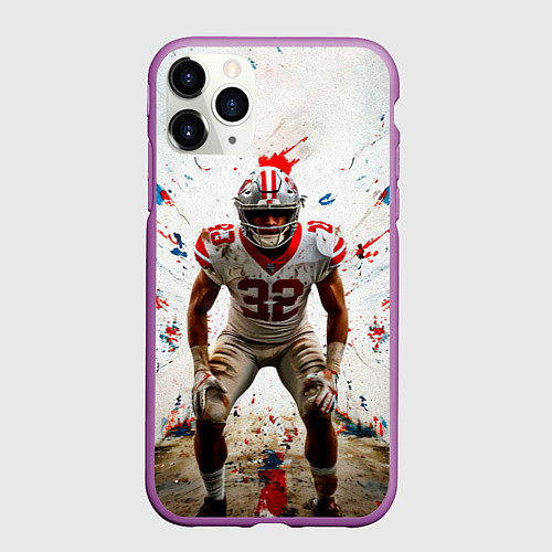 Чехол iPhone 11 Pro матовый Квотербек на белом / 3D-Фиолетовый – фото 1
