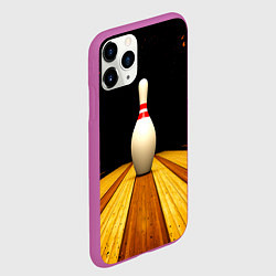 Чехол iPhone 11 Pro матовый Кегля для боулинга на черном, цвет: 3D-фиолетовый — фото 2
