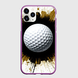 Чехол iPhone 11 Pro матовый Мяч для гольфа на белом, цвет: 3D-фиолетовый