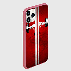 Чехол iPhone 11 Pro матовый Руки штангиста, цвет: 3D-малиновый — фото 2