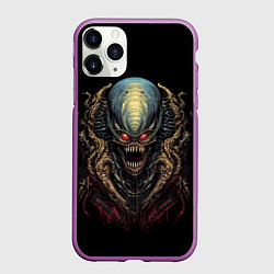 Чехол iPhone 11 Pro матовый Пришелец в ретро стиле