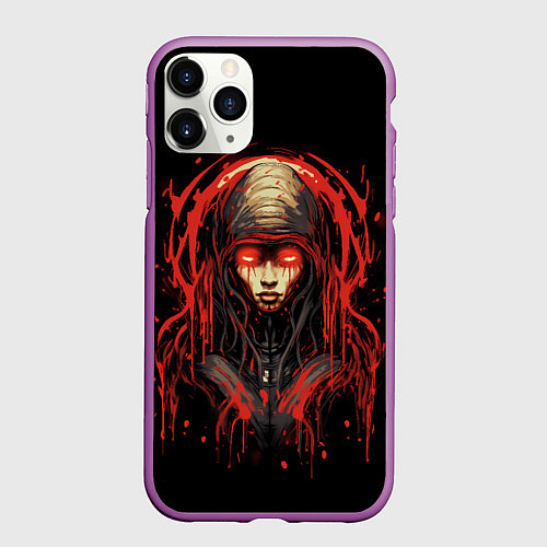 Чехол iPhone 11 Pro матовый Инопланетная кибер-девушка / 3D-Фиолетовый – фото 1