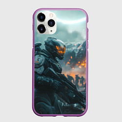 Чехол iPhone 11 Pro матовый Инопланетный боец