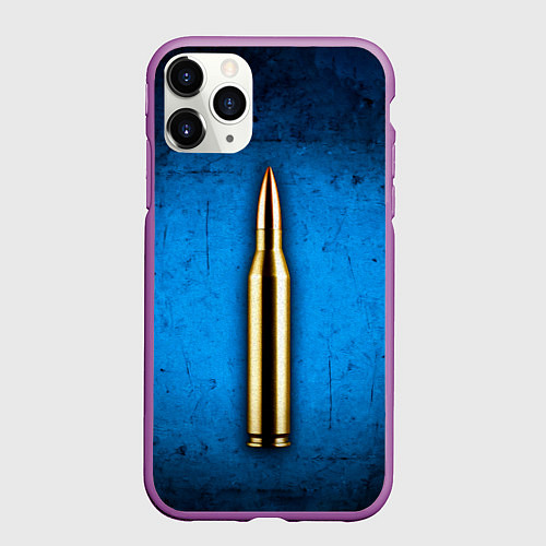 Чехол iPhone 11 Pro матовый Патрон на синем / 3D-Фиолетовый – фото 1