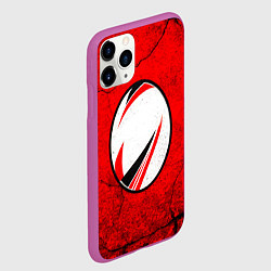 Чехол iPhone 11 Pro матовый Красно-белый мяч для регби, цвет: 3D-фиолетовый — фото 2