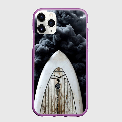 Чехол iPhone 11 Pro матовый Сапборд в черном дыму / 3D-Фиолетовый – фото 1