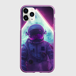 Чехол iPhone 11 Pro матовый Космонавт в фиолетовом космосе, цвет: 3D-фиолетовый
