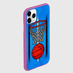 Чехол iPhone 11 Pro матовый Кольцо с баскетбольным мячом на синем, цвет: 3D-фиолетовый — фото 2