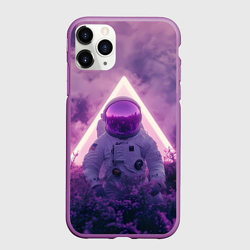 Чехол iPhone 11 Pro матовый Космонавт в фиолетовом поле / 3D-Фиолетовый – фото 1