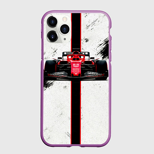 Чехол iPhone 11 Pro матовый Формула 1 на белом / 3D-Фиолетовый – фото 1