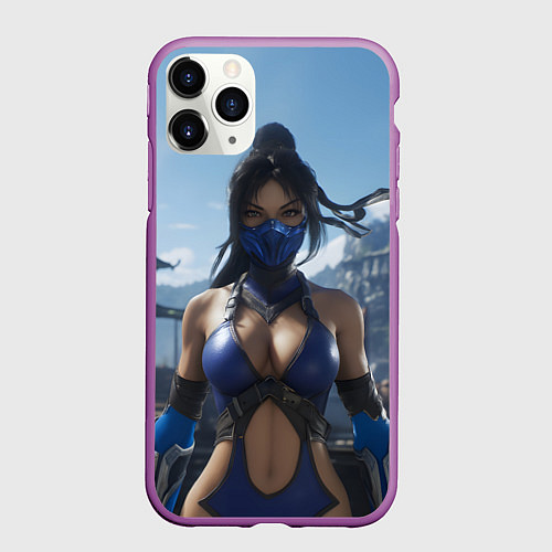 Чехол iPhone 11 Pro матовый Китана из Мортал комбат / 3D-Фиолетовый – фото 1