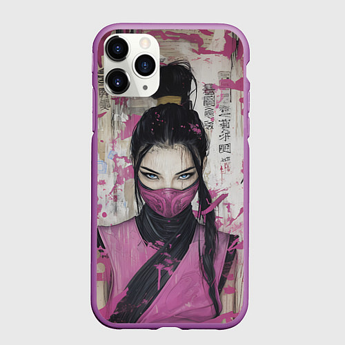 Чехол iPhone 11 Pro матовый Милина в японском стиле / 3D-Фиолетовый – фото 1