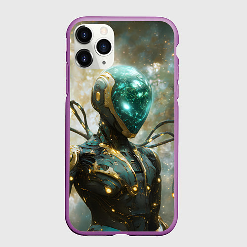 Чехол iPhone 11 Pro матовый Космический робот / 3D-Фиолетовый – фото 1