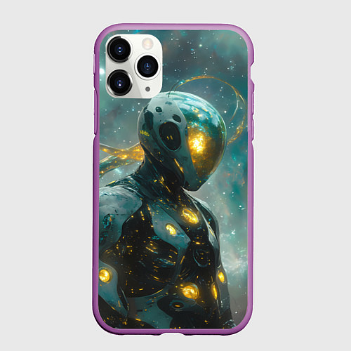 Чехол iPhone 11 Pro матовый Космонавт в космическом костюме / 3D-Фиолетовый – фото 1