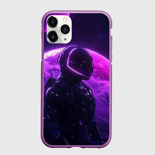 Чехол iPhone 11 Pro матовый Фиолетовый космос / 3D-Фиолетовый – фото 1