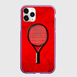 Чехол iPhone 11 Pro матовый Теннисная ракетка на красном, цвет: 3D-фиолетовый