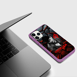 Чехол iPhone 11 Pro матовый Юрий Хой Сектор газа портрет на камнях, цвет: 3D-фиолетовый — фото 2