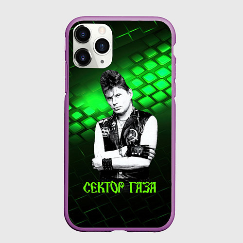 Чехол iPhone 11 Pro матовый Сектор газа зеленый текстурный фон / 3D-Фиолетовый – фото 1